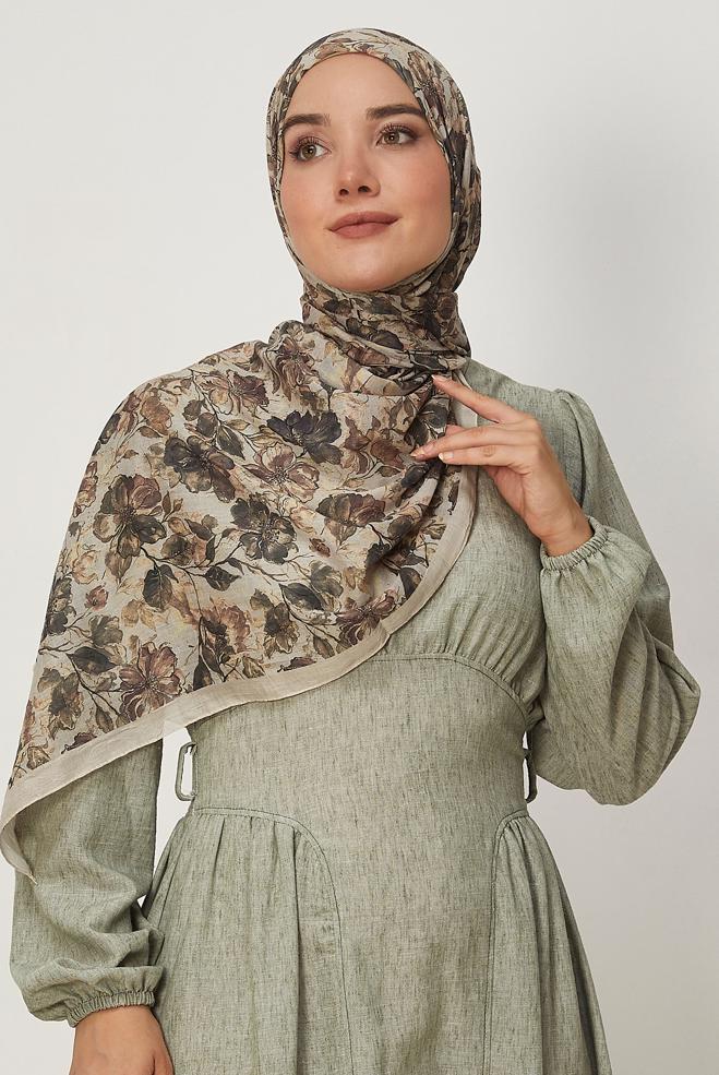 Hijab clothing BROWN 3913 ALVİNA BAMBU KRAŞ ŞAL(SHW) - ALVİNA