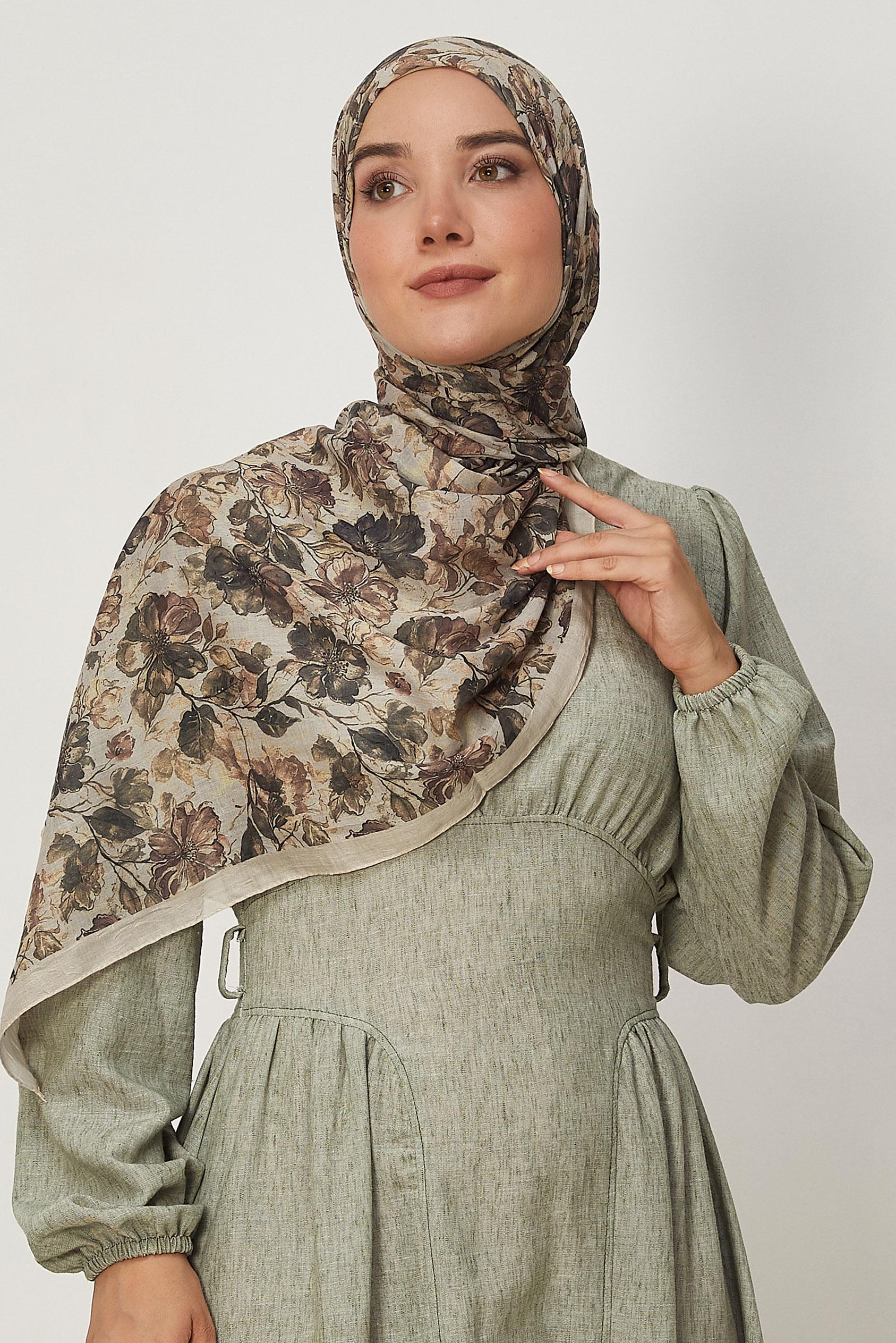 Hijab clothing BROWN ALVINA PATTERNED SHAWL 3913