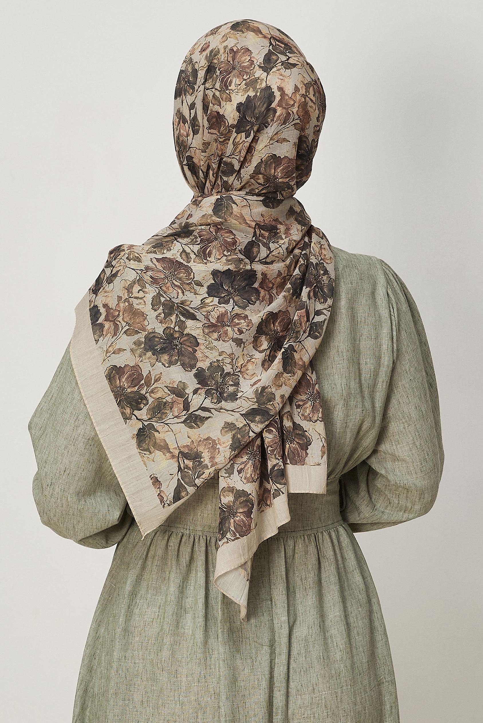 Hijab clothing BROWN ALVINA PATTERNED SHAWL 3913