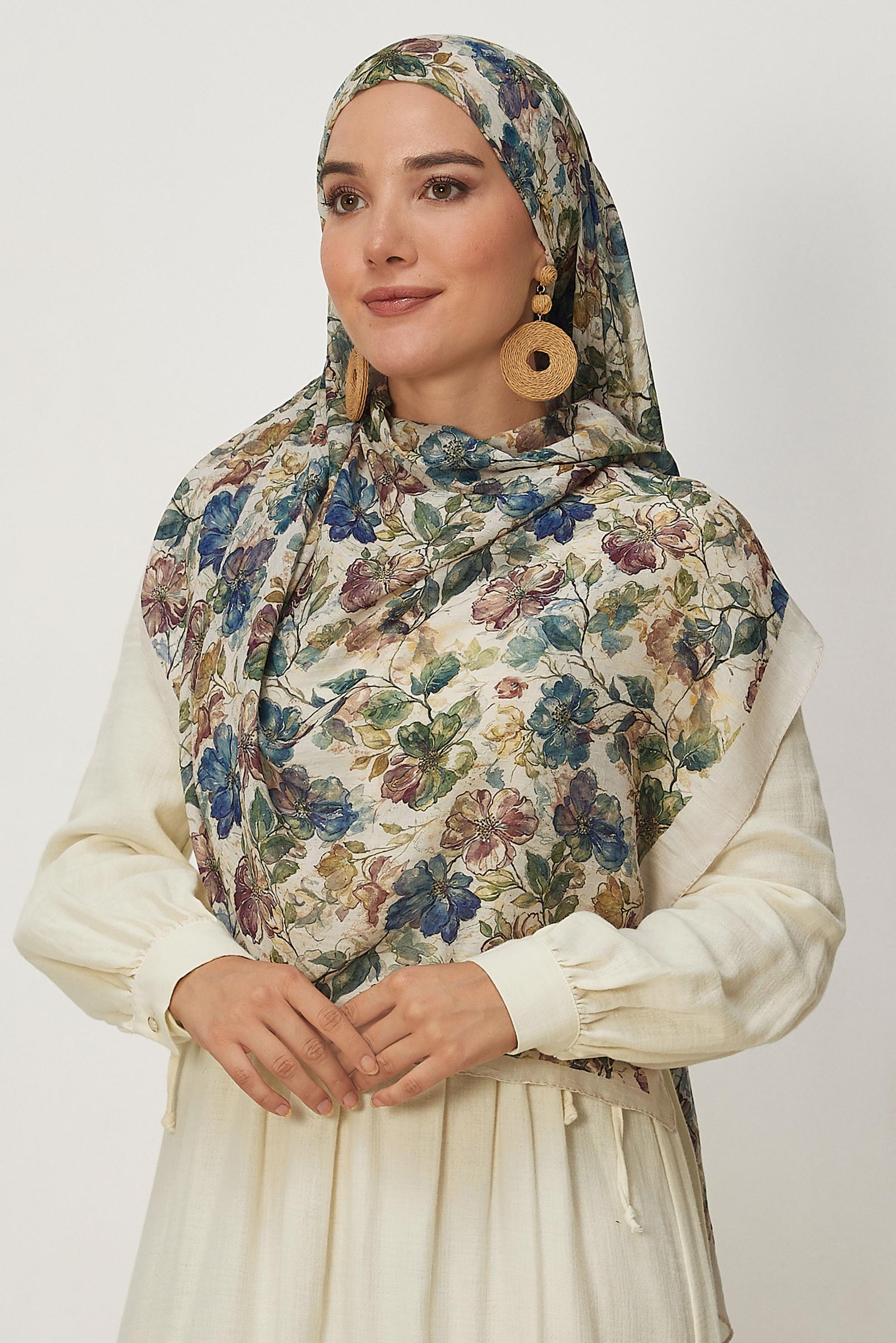 Hijab clothing BROWN ALVINA PATTERNED SHAWL 3913