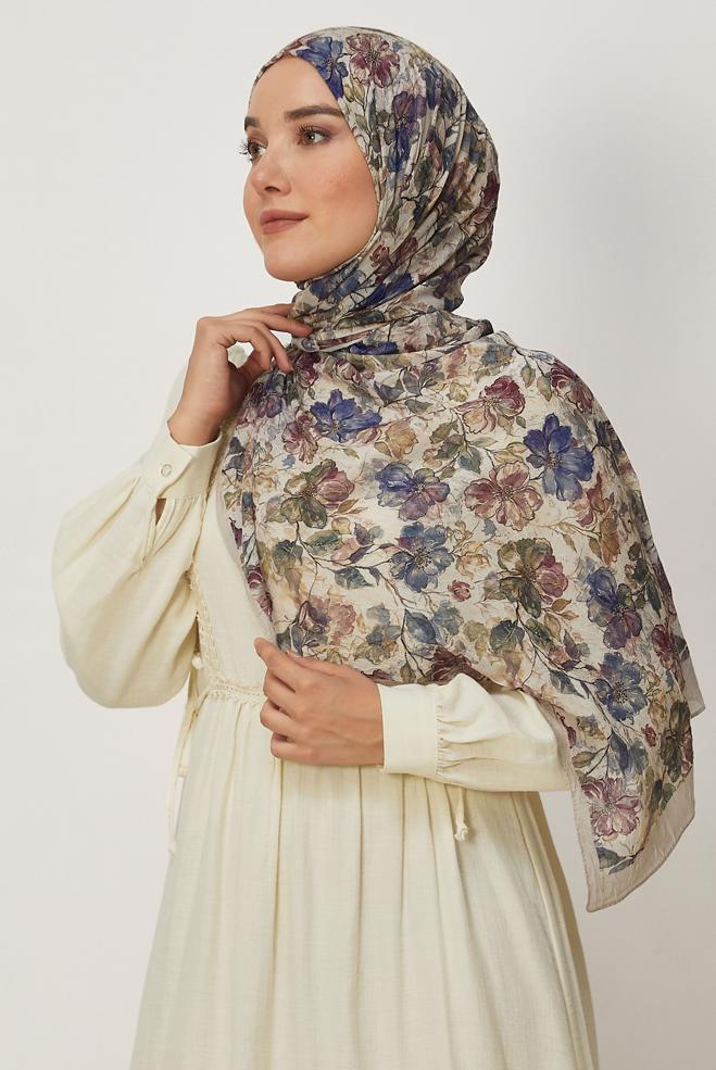 Hijab clothing BEIGE 3913 ALVİNA BAMBU KRAŞ ŞAL(SHW) - ALVİNA