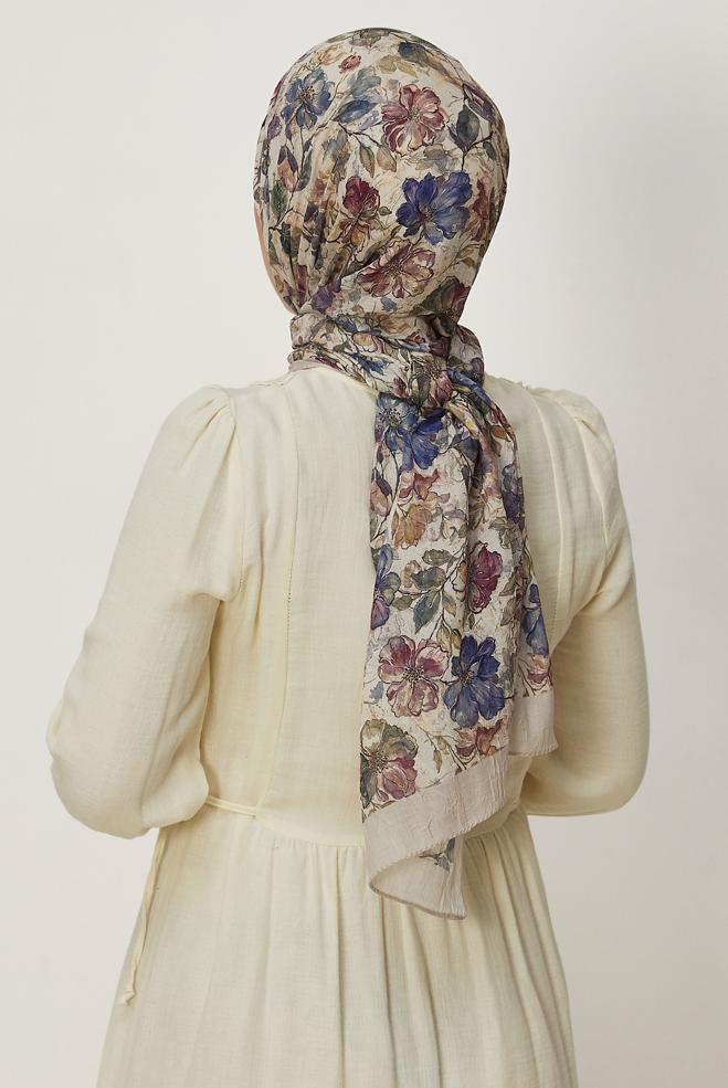 Hijab clothing BEIGE 3913 ALVİNA BAMBU KRAŞ ŞAL(SHW) - ALVİNA