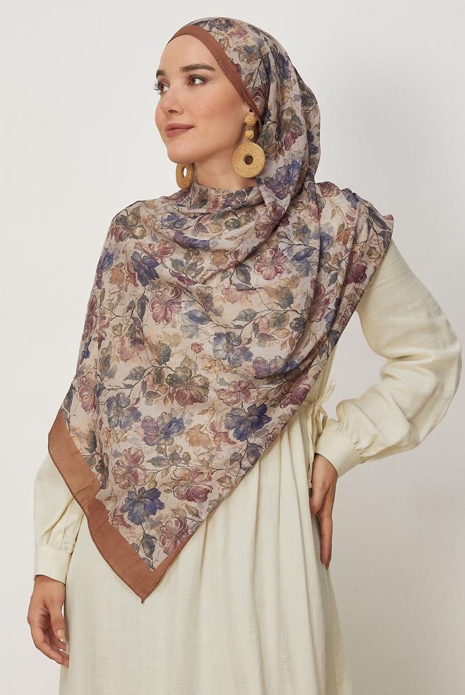 Vêtements hijab ORANGE CHÂLE À MOTIFS ALVINA 3913 - ALVİNA