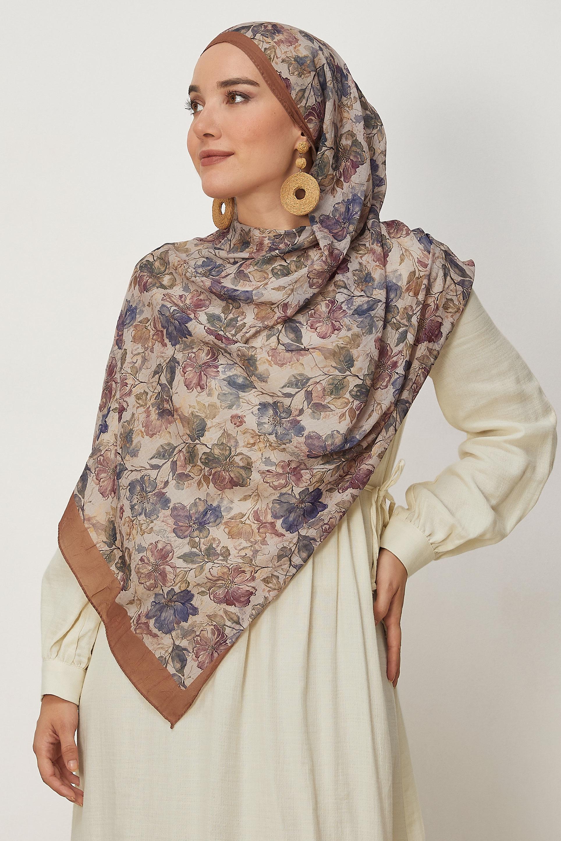 Vêtements hijab ORANGE CHÂLE À MOTIFS ALVINA 3913