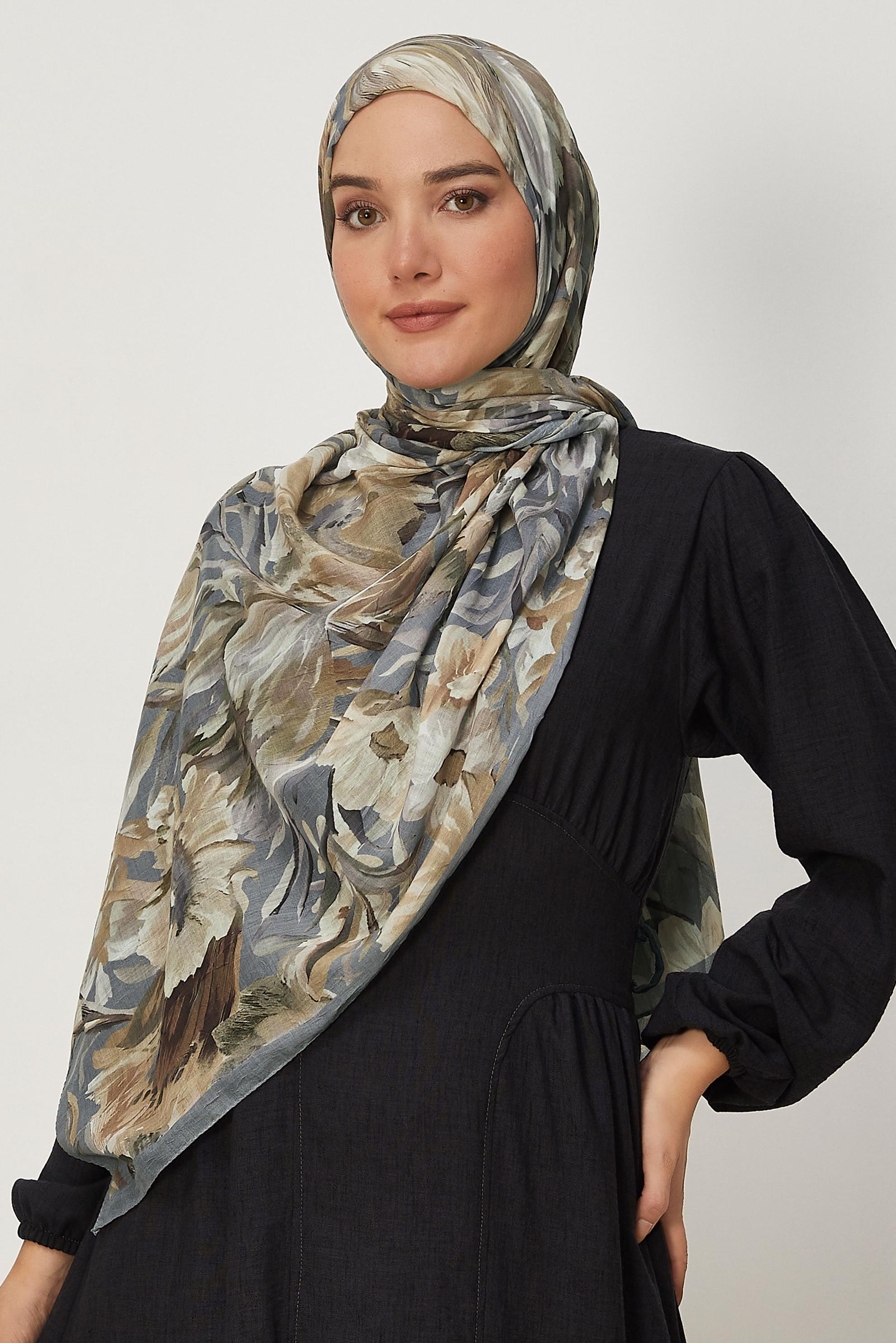 Tesettür giyim GRİ ALVİNA BAMBU KRAŞ ŞAL 4803