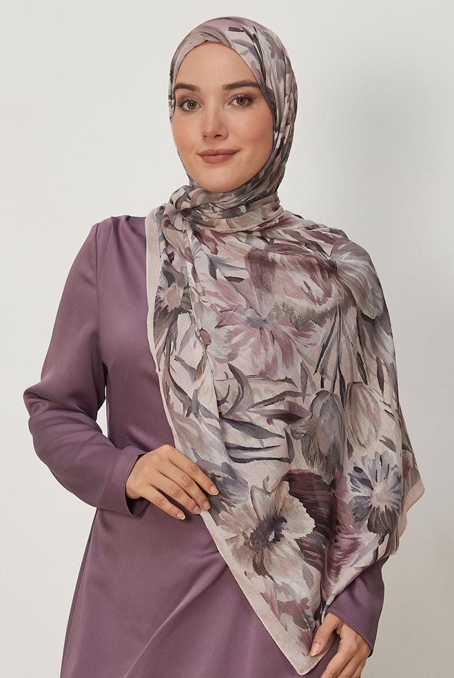 Tesettür giyim MOR ALVİNA BAMBU KRAŞ ŞAL 4803 - ALVİNA