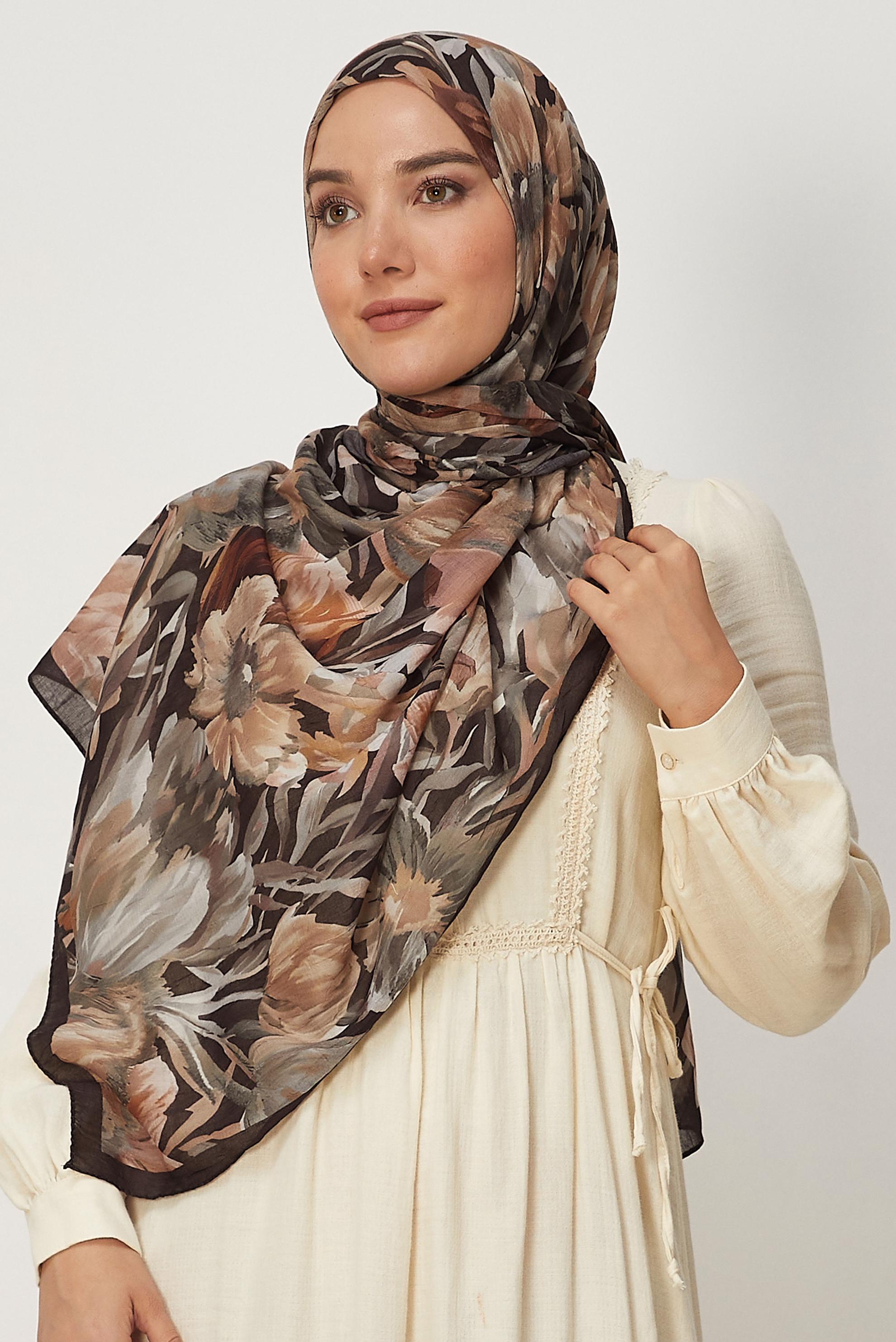 Hijab clothing BROWN ALVINA PATTERNED SHAWL 4803
