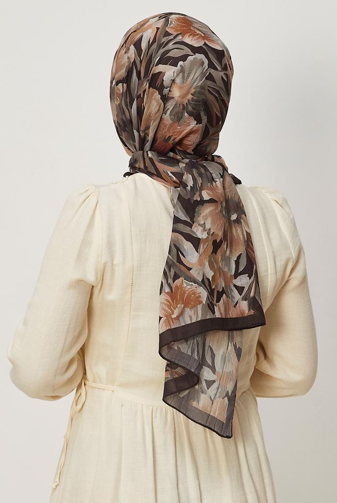 Hijab clothing BROWN ALVINA PATTERNED SHAWL 4803 - ALVİNA