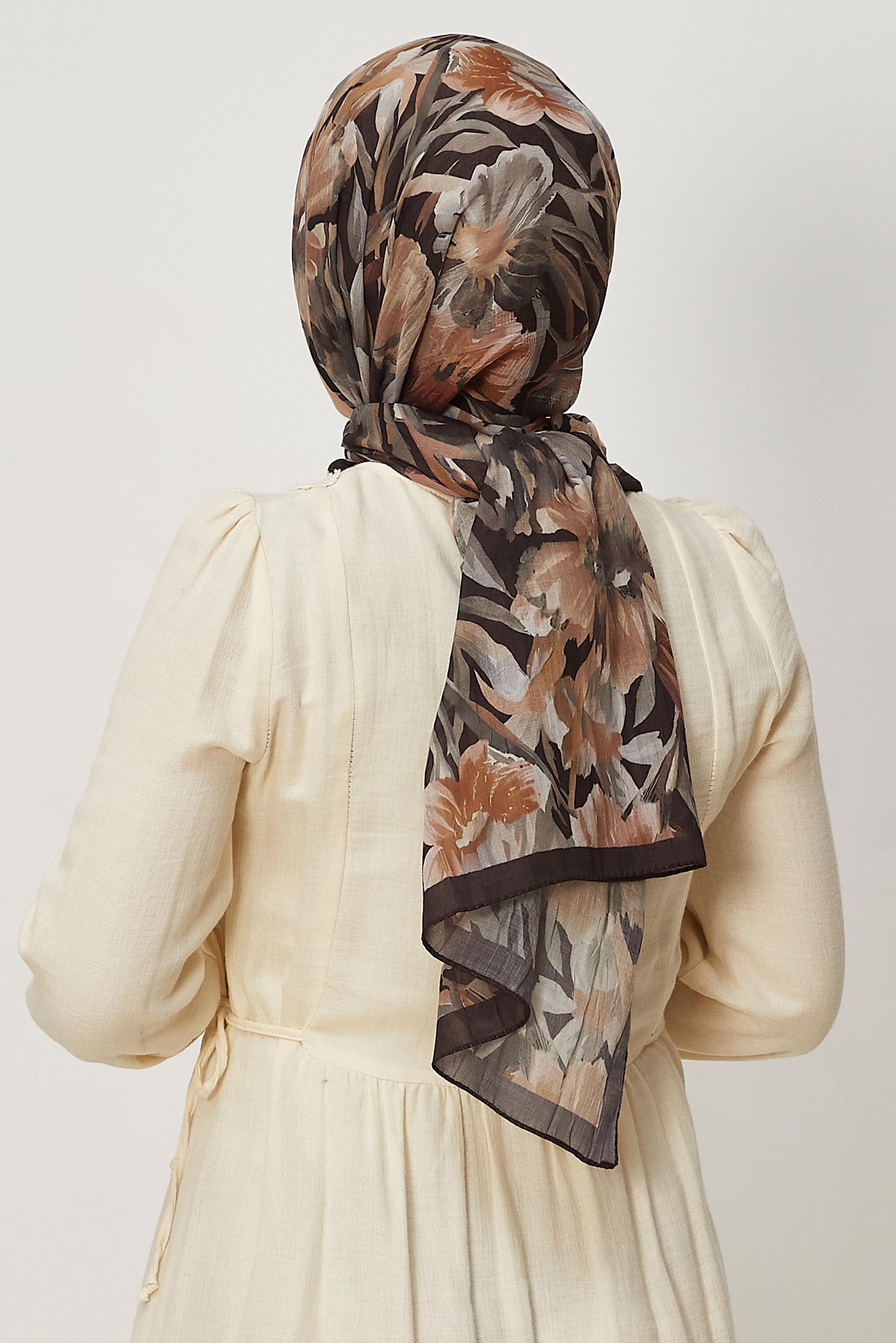 Hijab clothing BROWN ALVINA PATTERNED SHAWL 4803