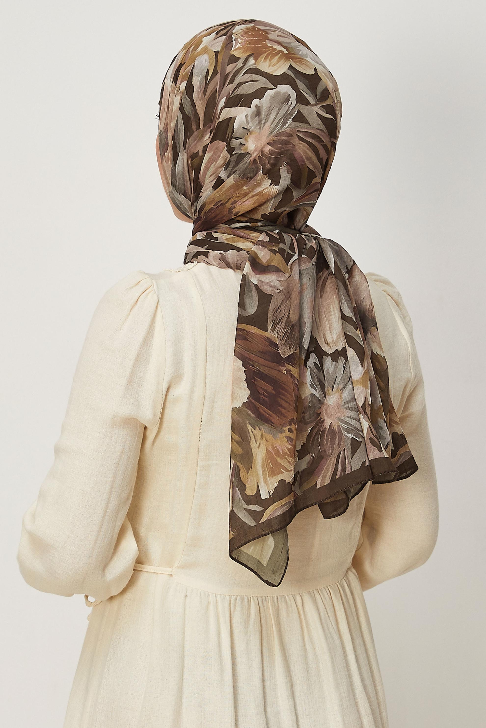 Hijab clothing BROWN ALVINA PATTERNED SHAWL 4803