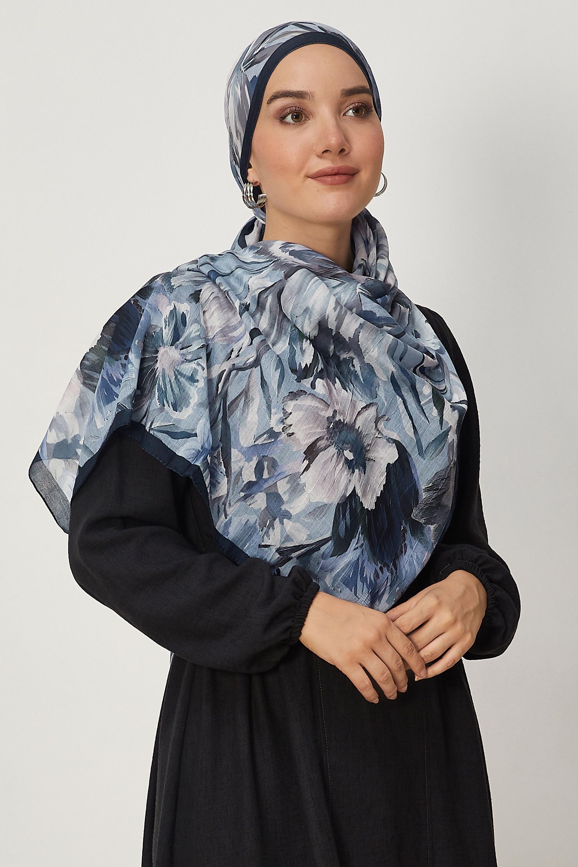 Tesettür giyim LACİVERT ALVİNA BAMBU KRAŞ ŞAL 4803