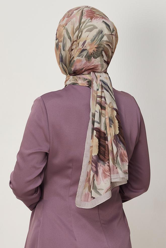 Hijab clothing POWDER ALVINA PATTERNED SHAWL 4803 - ALVİNA