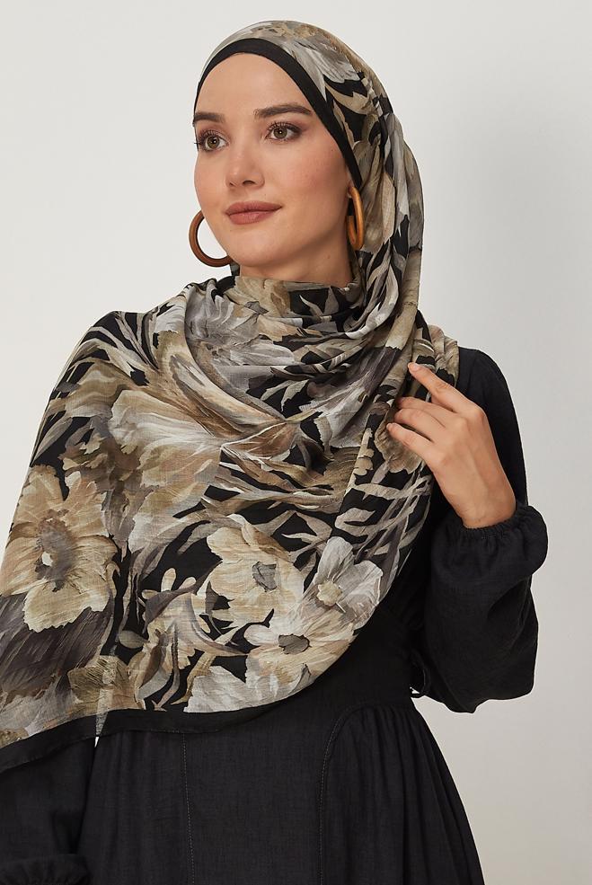 Hijab clothing GREY ALVINA PATTERNED SHAWL 4803 - ALVİNA