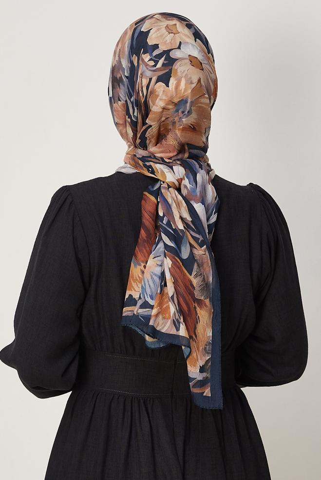 Hijab clothing BROWN ALVINA PATTERNED SHAWL 4803 - ALVİNA