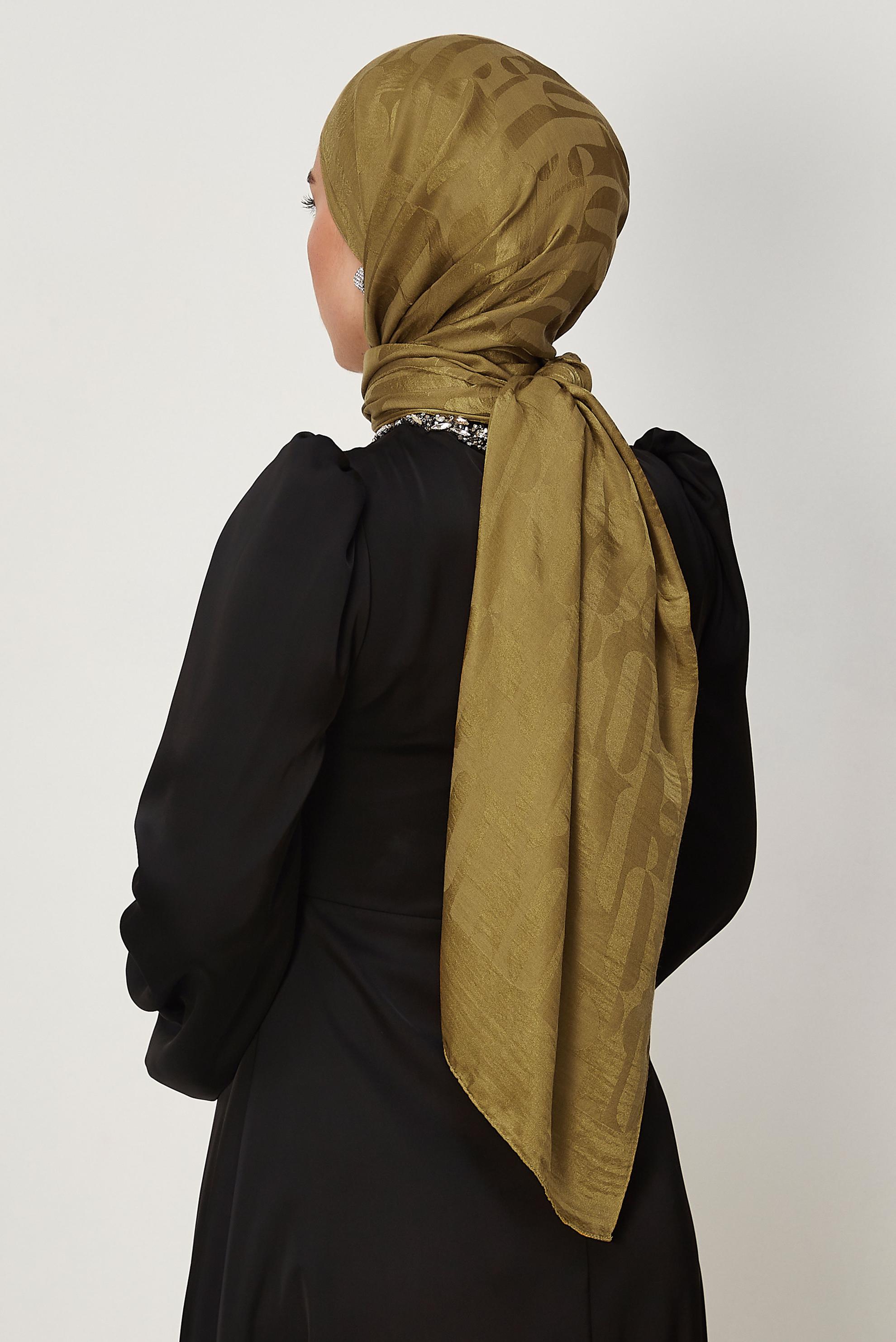 Tesettür giyim KAHVE ALVİNA AYROBİN JAKAR ŞAL 8708