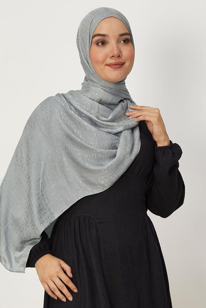 Hijab clothing GREY ALVINA AEROBIN JACQUARD SHAWL 8709 - ALVİNA