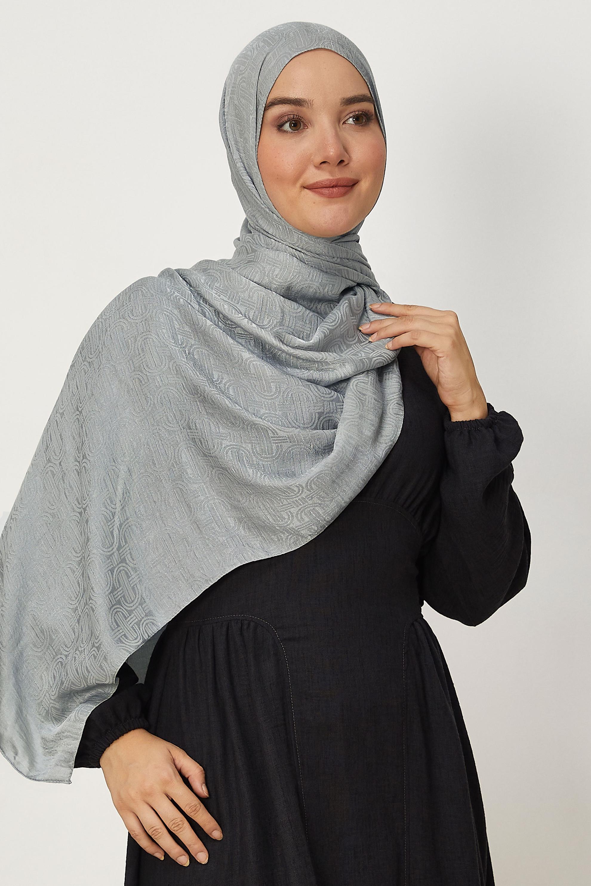 Hijab clothing GREY ALVINA AEROBIN JACQUARD SHAWL 8709