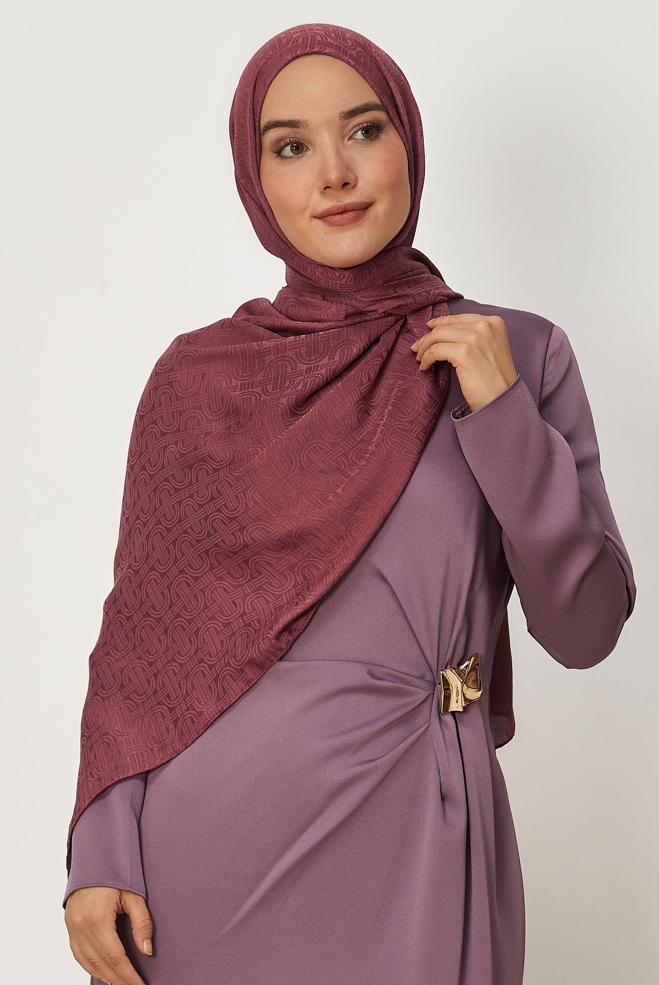 Vêtements hijab BRUN CHÂLE JACQUARD ALVINA AÉROBINE 8709 - ALVİNA