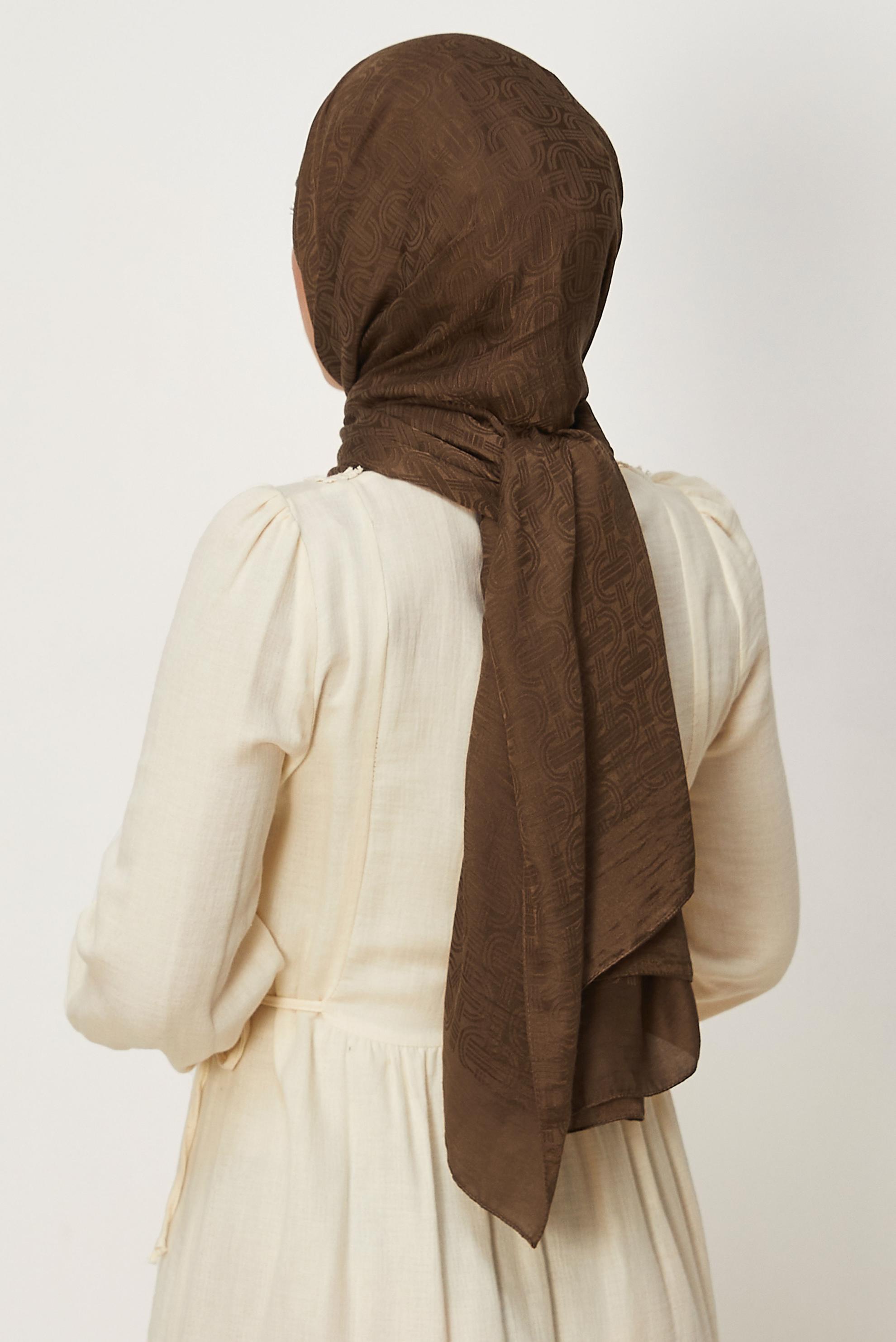 Vêtements hijab BRUN CHÂLE JACQUARD ALVINA AÉROBINE 8709