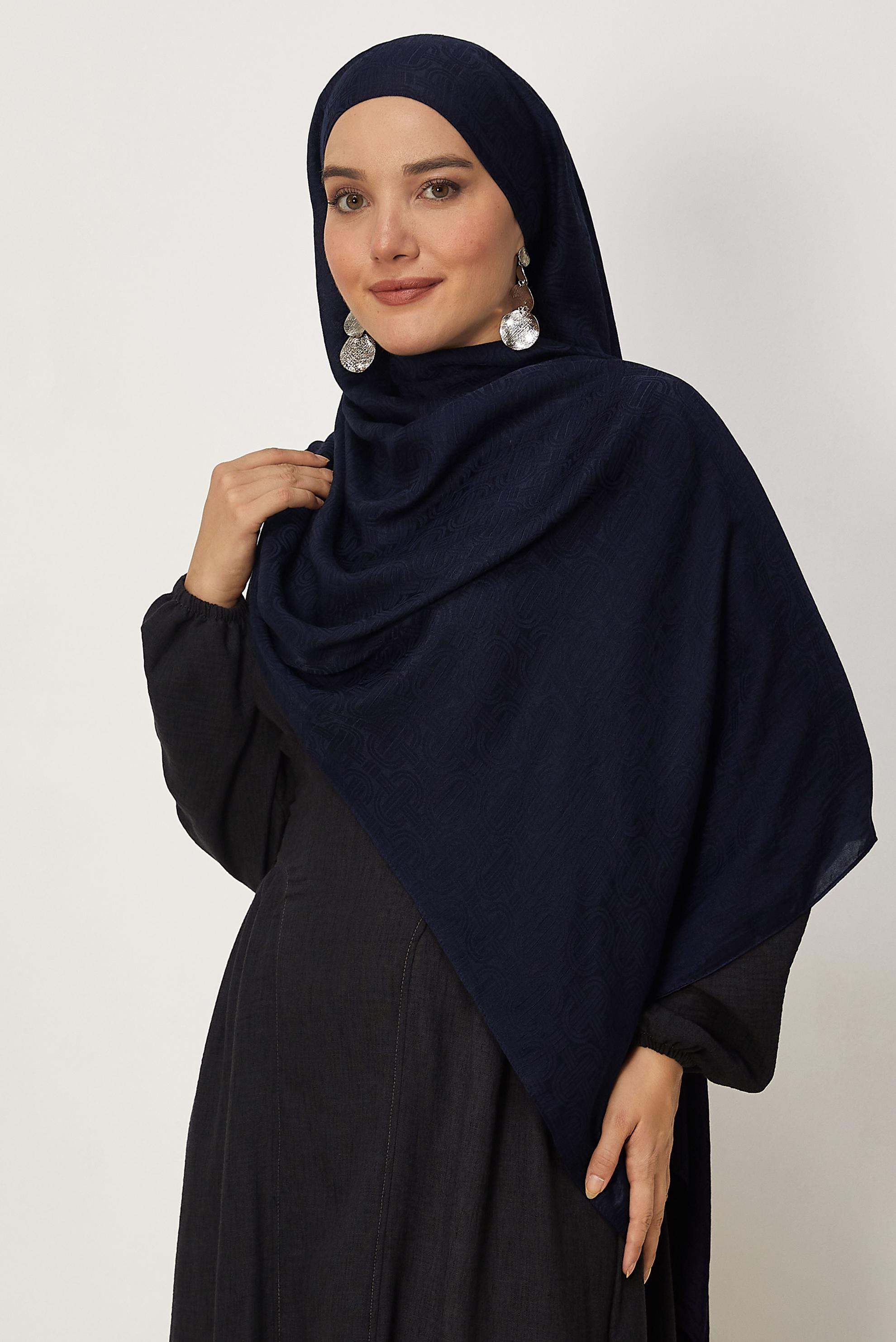 Vêtements hijab BLEU MARINE CHÂLE JACQUARD ALVINA AÉROBINE 8709