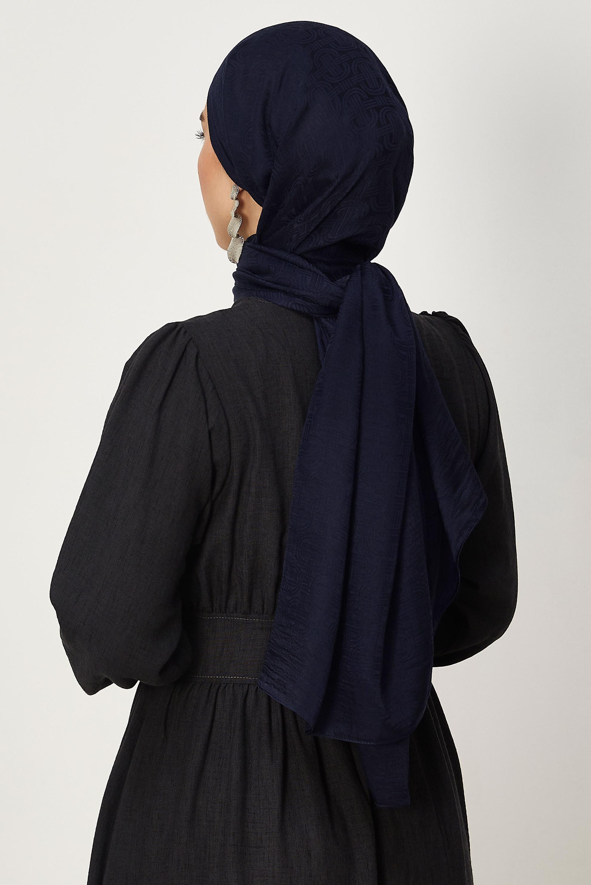 Vêtements hijab BLEU MARINE CHÂLE JACQUARD ALVINA AÉROBINE 8709