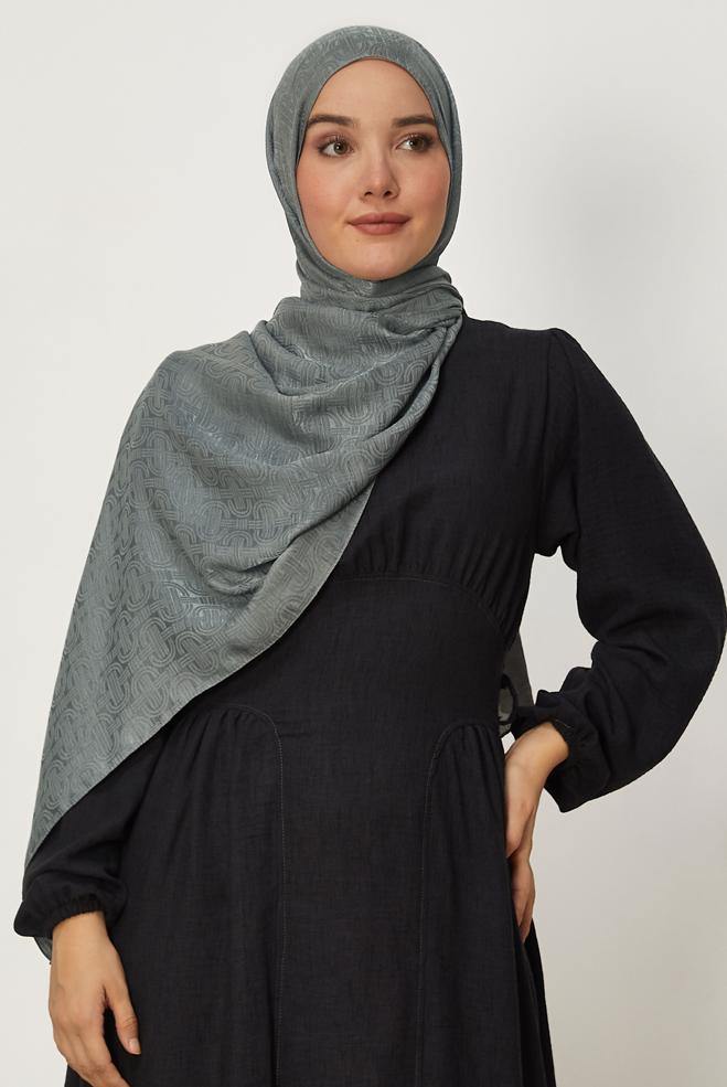Vêtements hijab GRIS CHÂLE JACQUARD ALVINA AÉROBINE 8709 - ALVİNA