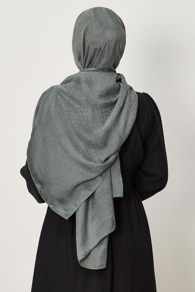 Vêtements hijab GRIS CHÂLE JACQUARD ALVINA AÉROBINE 8709 - ALVİNA