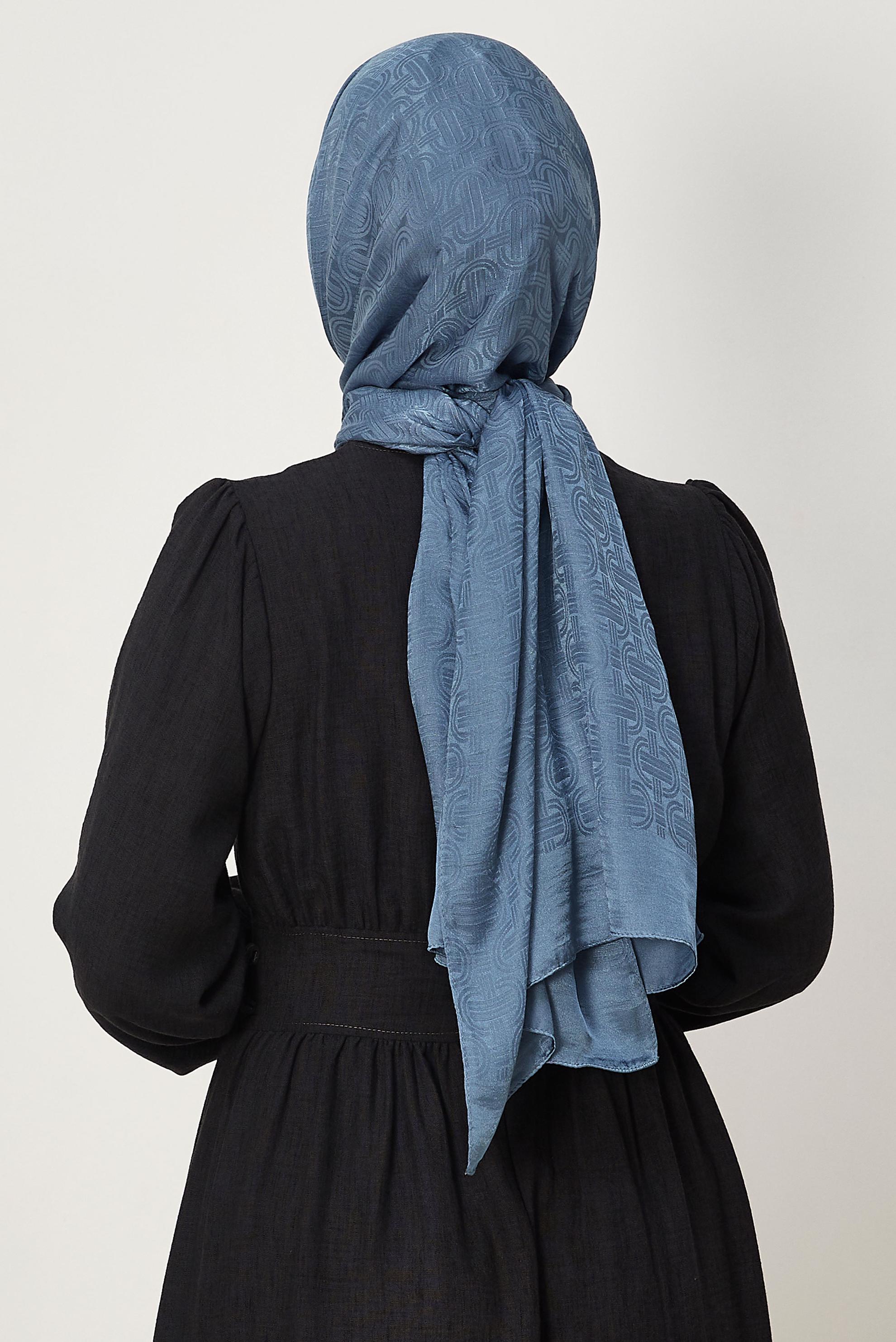 Vêtements hijab BLEU MARINE CHÂLE JACQUARD ALVINA AÉROBINE 8709