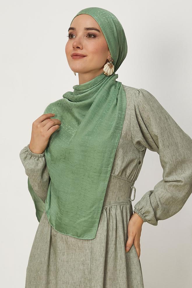 Vêtements hijab VERT CHÂLE JACQUARD ALVINA AÉROBINE 8709 - ALVİNA