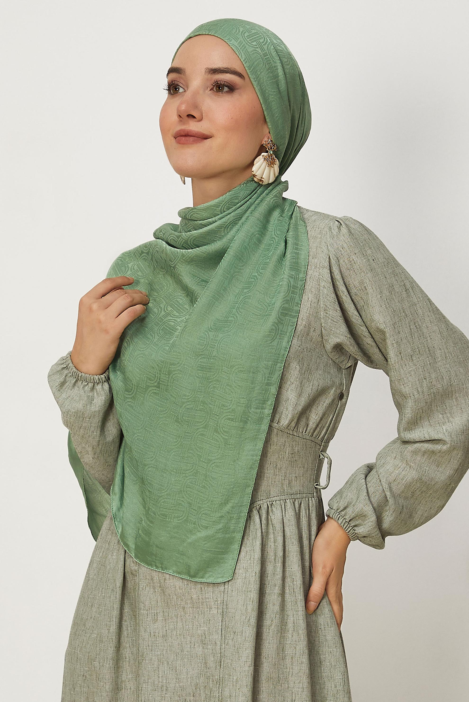 Vêtements hijab VERT CHÂLE JACQUARD ALVINA AÉROBINE 8709