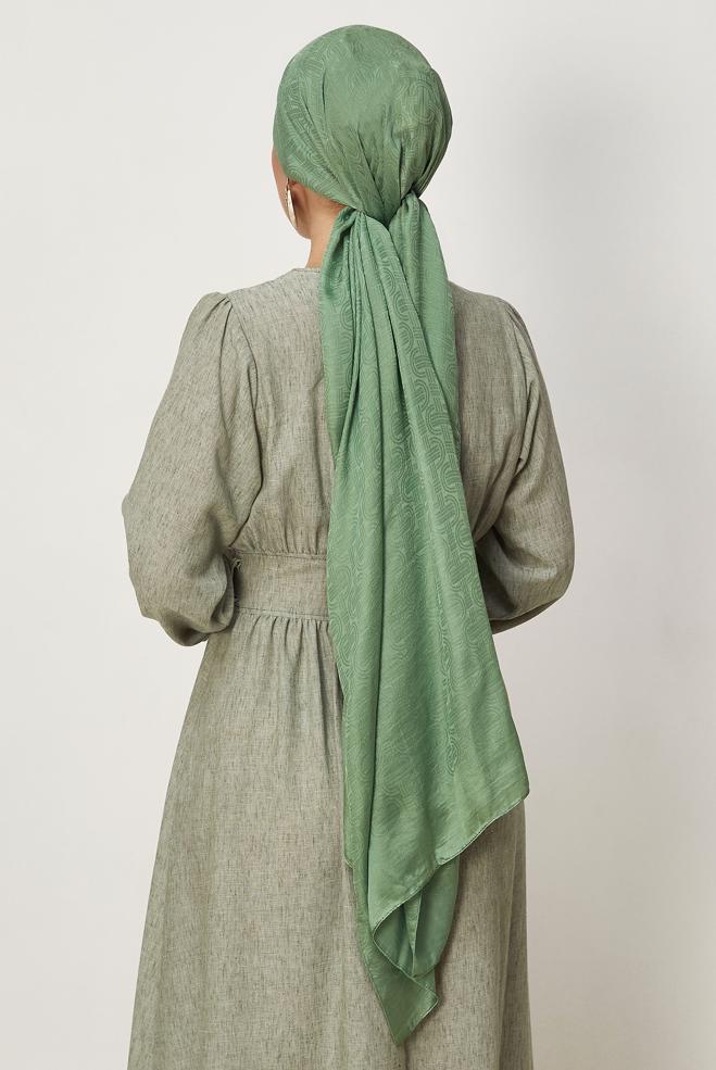 Vêtements hijab VERT CHÂLE JACQUARD ALVINA AÉROBINE 8709 - ALVİNA