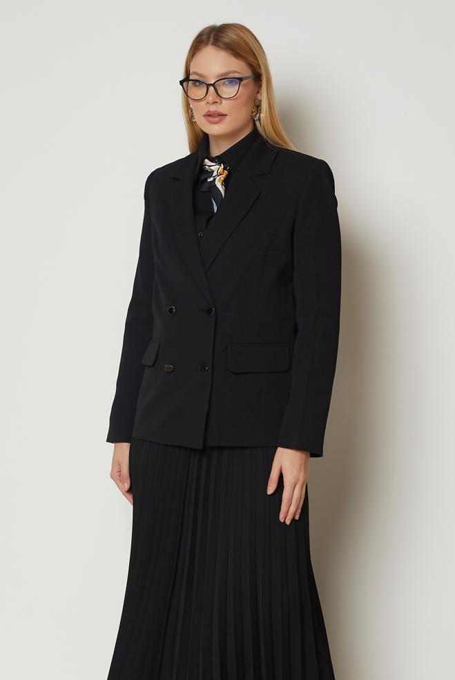 Hijab clothing BLACK DOUBLE BREASTED SKIRTED SUIT 30562 - ALVİNA
