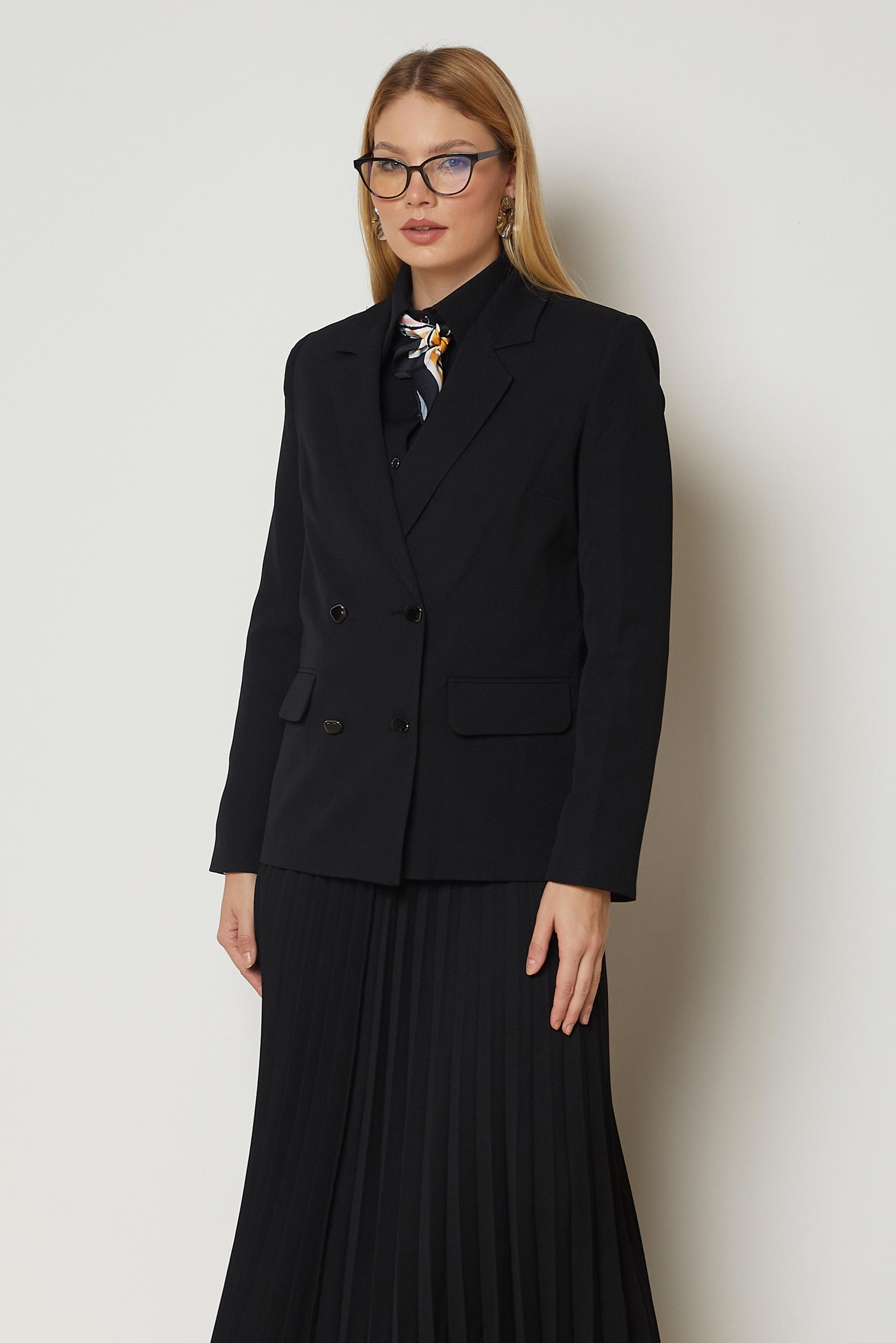 Hijab clothing BLACK DOUBLE BREASTED SKIRTED SUIT 30562