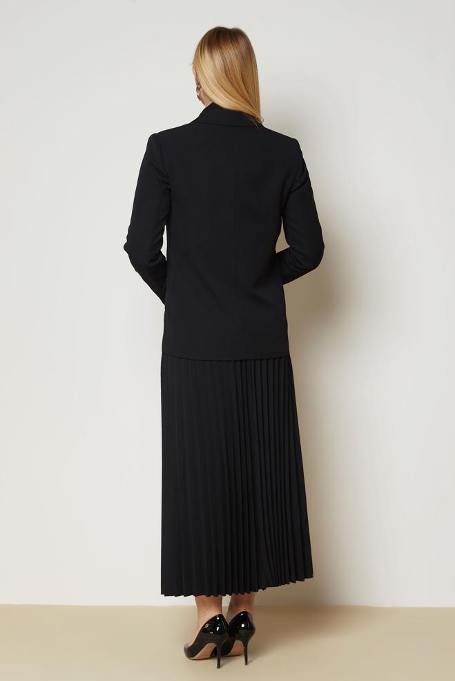 Hijab clothing BLACK DOUBLE BREASTED SKIRTED SUIT 30562 - ALVİNA