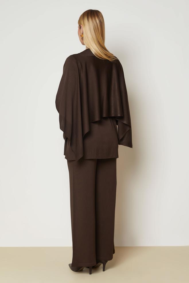 Hijab clothing BROWN BELTED THREE PIECE KNITWEAR PANTSUIT 46961 - ALVİNA