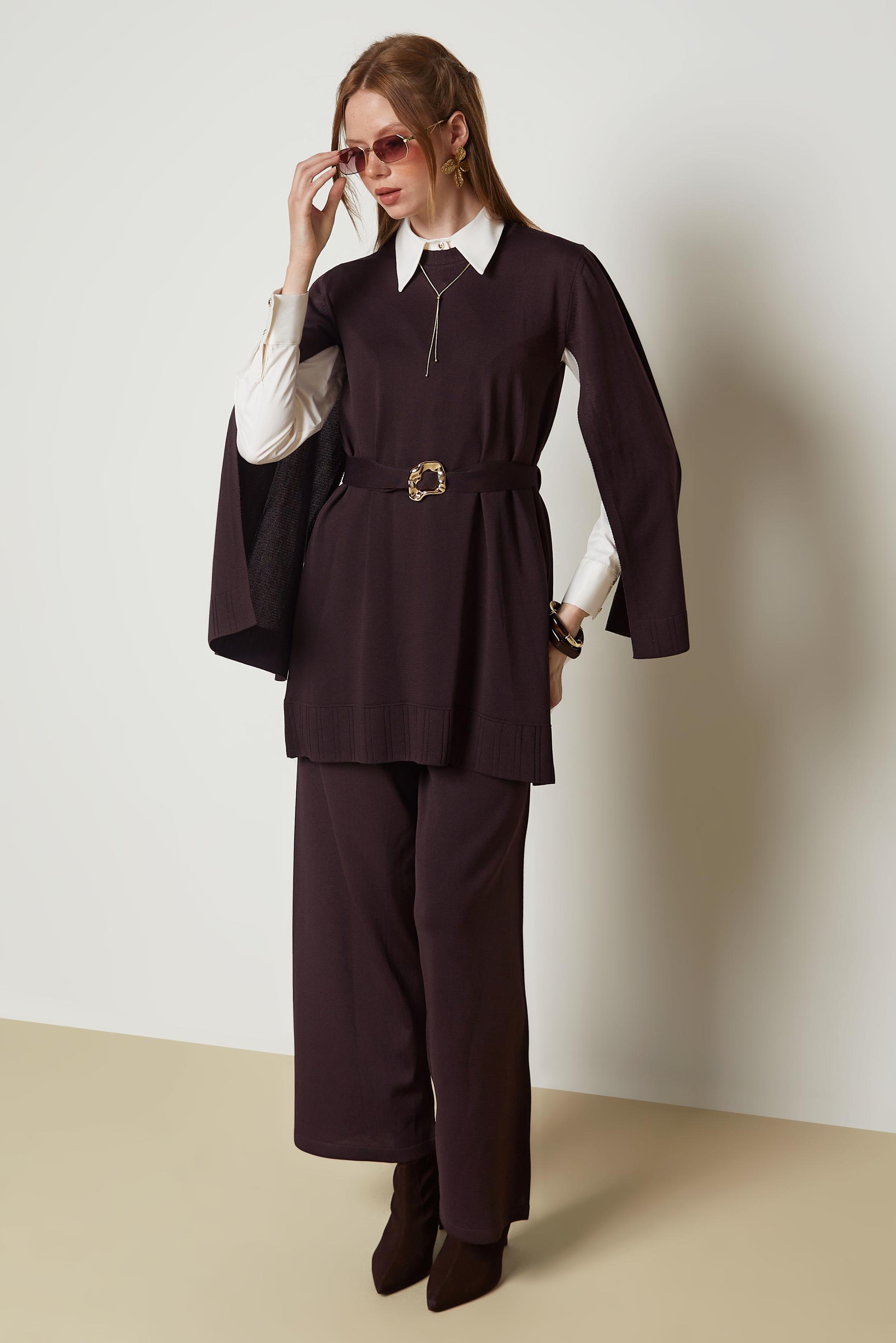 Tesettür giyim KAHVE 46964 İCE ELİTE TRİKO PANT.TK. 38-44
