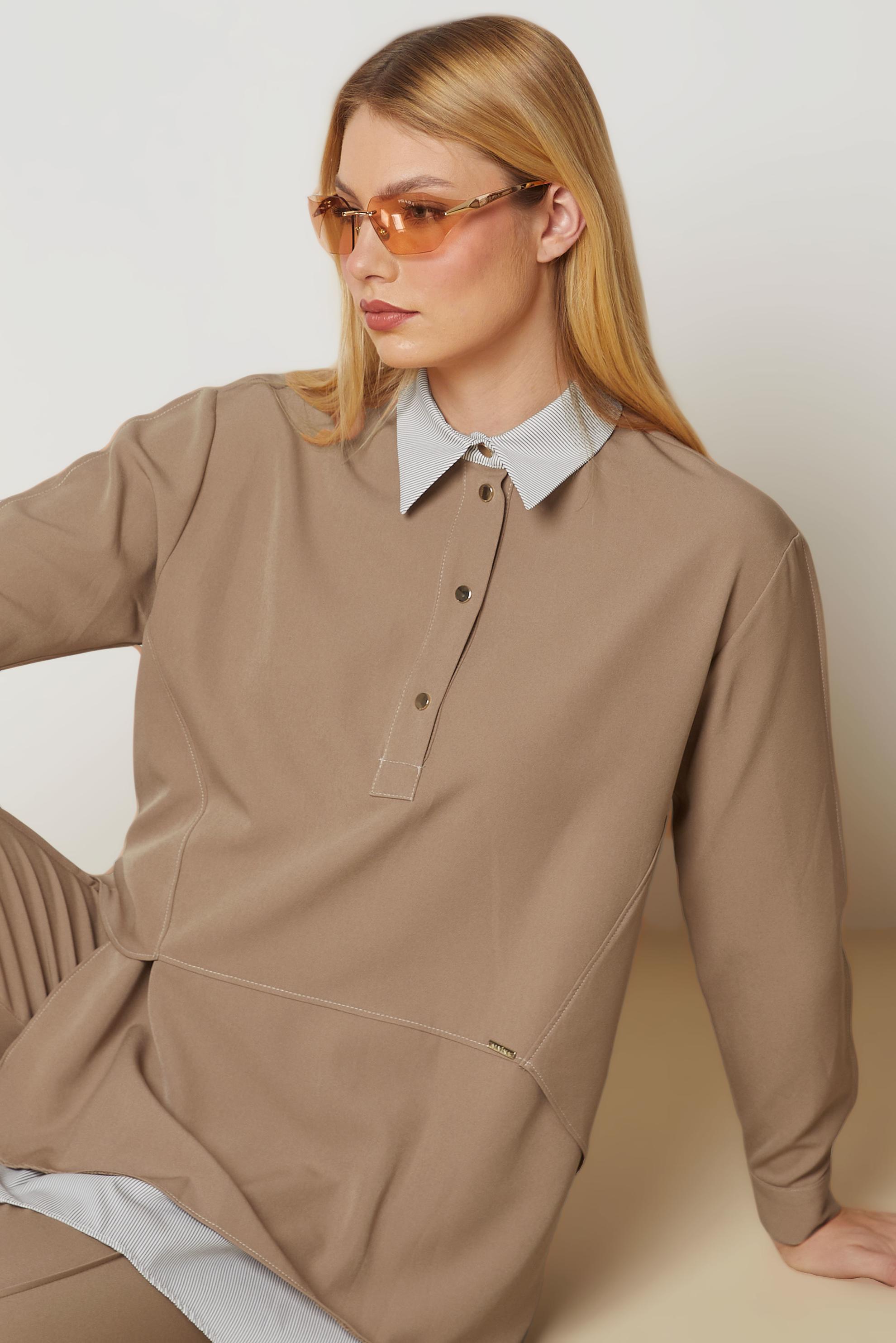 Hijab clothing BROWN SHIRT COLLAR PANTSUIT 47008