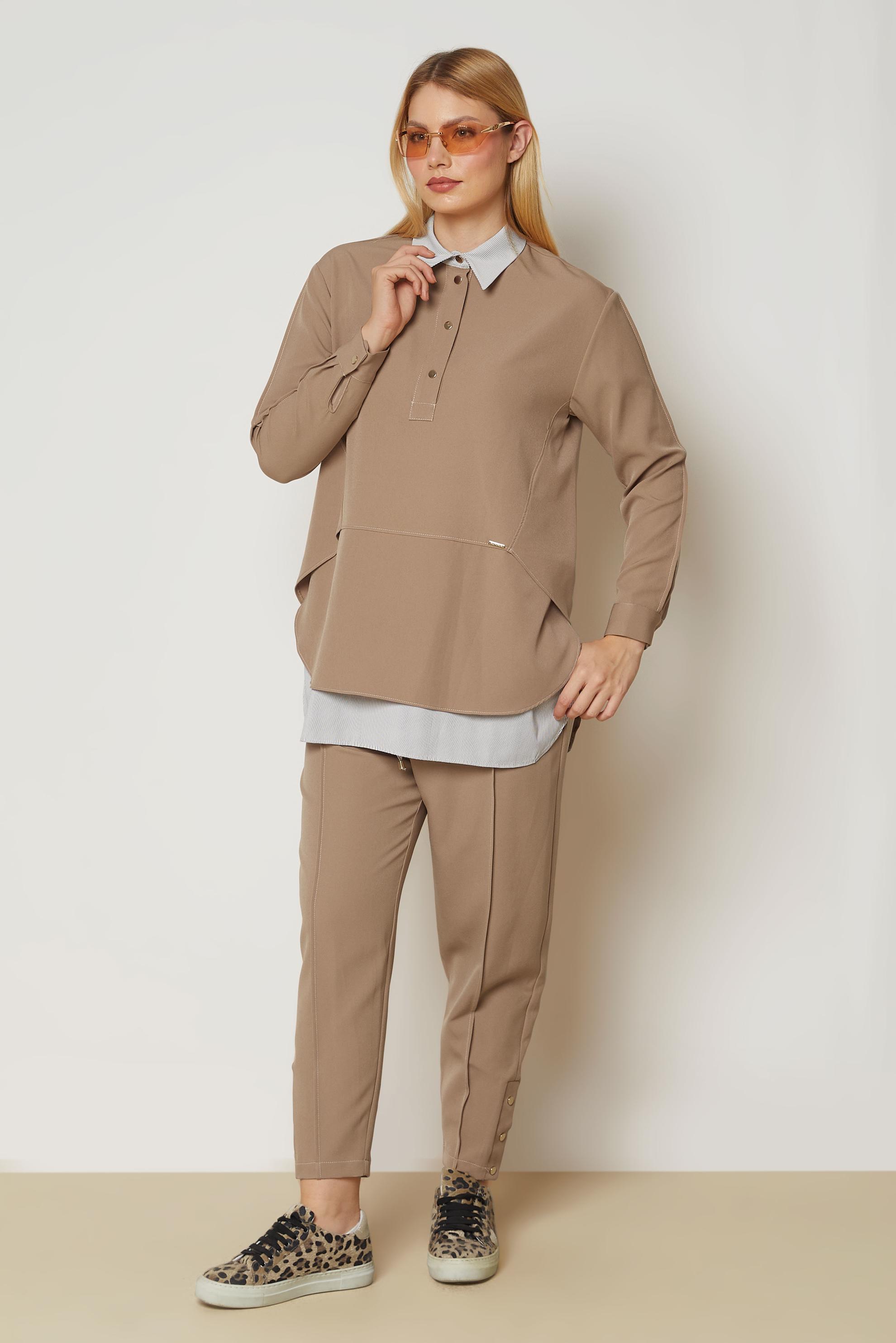 Hijab clothing BROWN SHIRT COLLAR PANTSUIT 47008