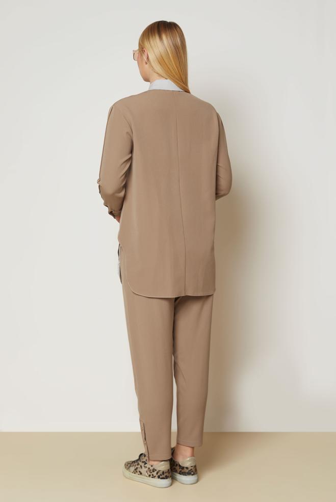 Hijab clothing BROWN SHIRT COLLAR PANTSUIT 47008 - ALVİNA