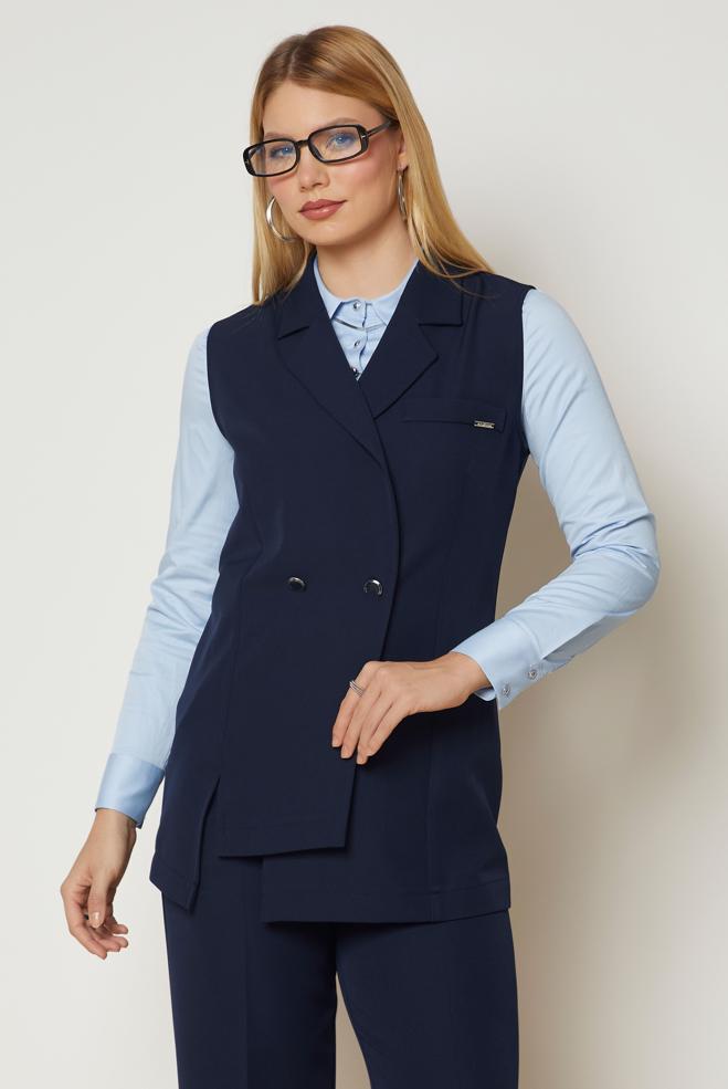 Hijab clothing NAVY BLUE DOUBLE-BREASTED PANTSUIT 47027 - ALVİNA