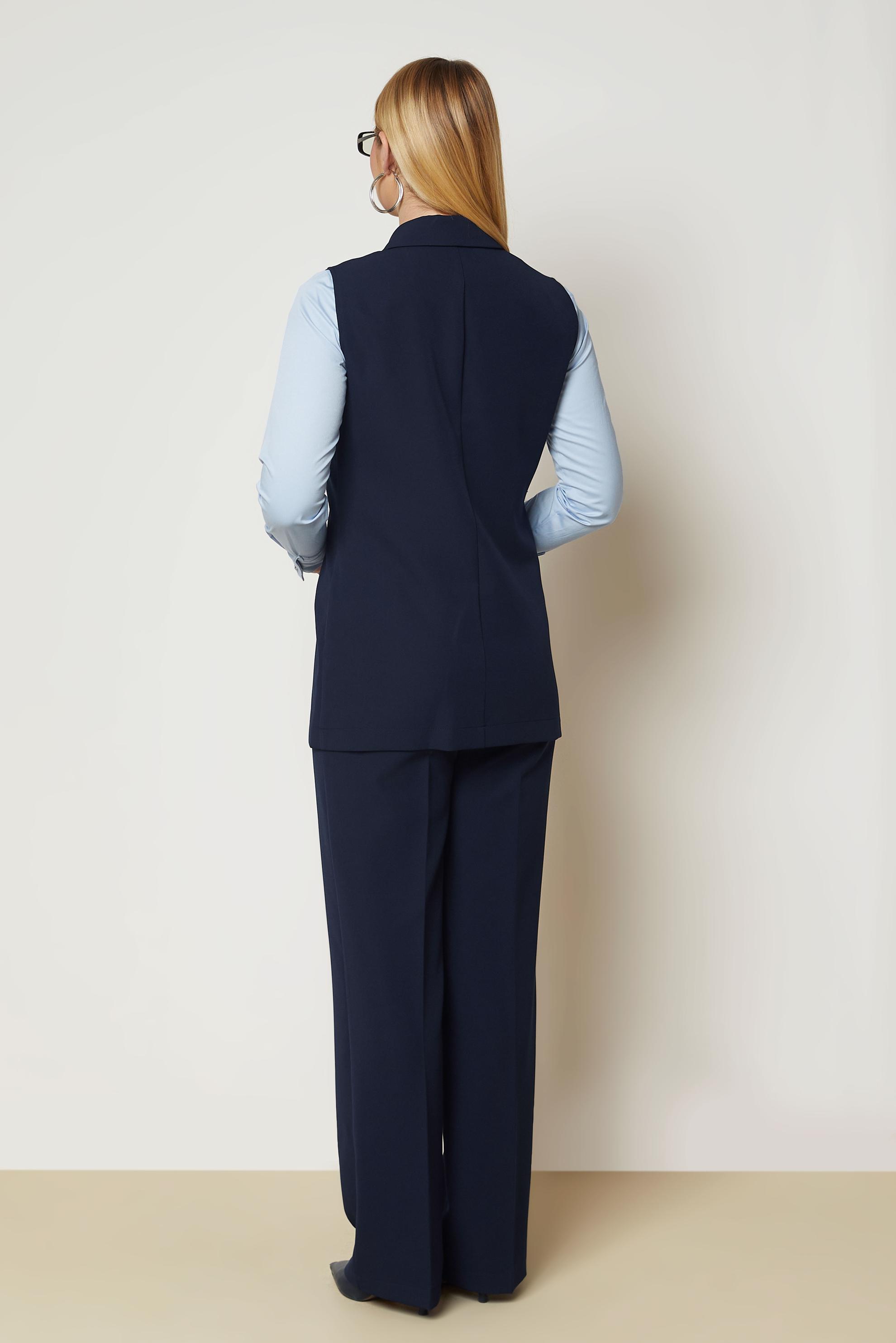 Hijab clothing NAVY BLUE DOUBLE-BREASTED PANTSUIT 47027