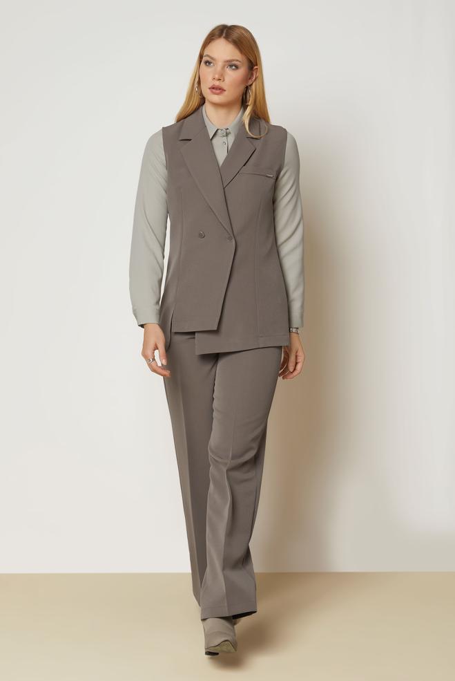 Hijab clothing MINK DOUBLE-BREASTED PANTSUIT 47027 - ALVİNA