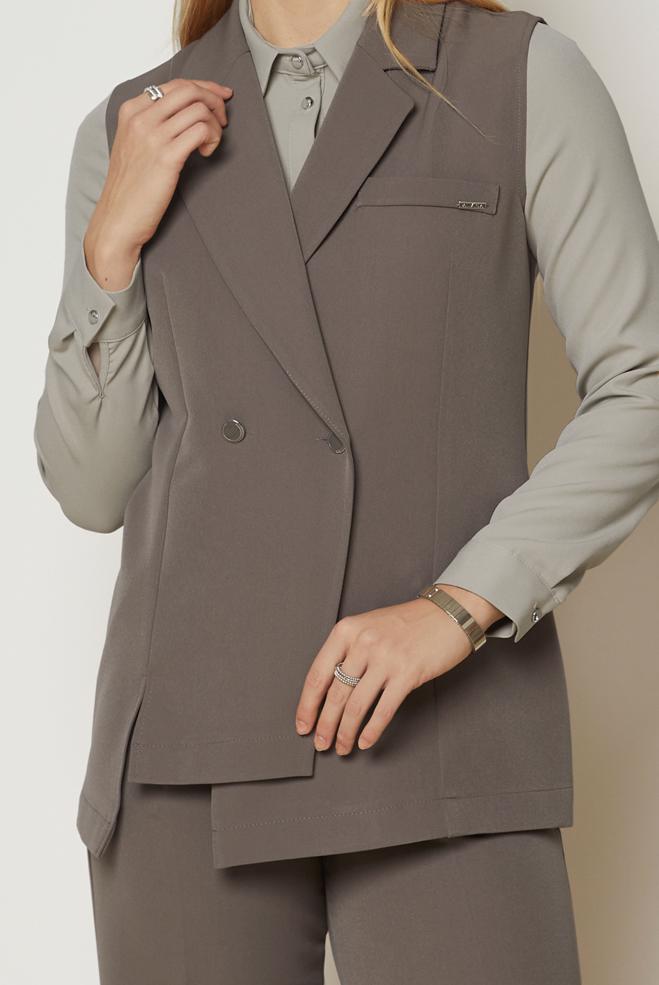 Hijab clothing MINK DOUBLE-BREASTED PANTSUIT 47027 - ALVİNA