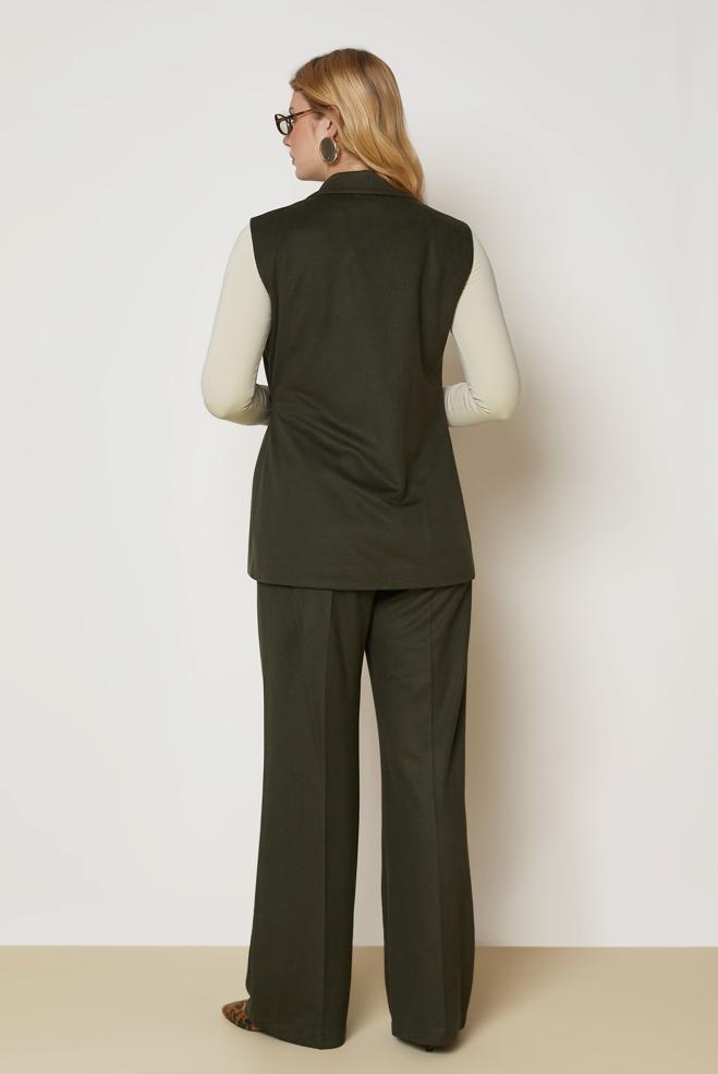 Hijab clothing KHAKI SUEDE PANTSUIT 47045 - ALVİNA