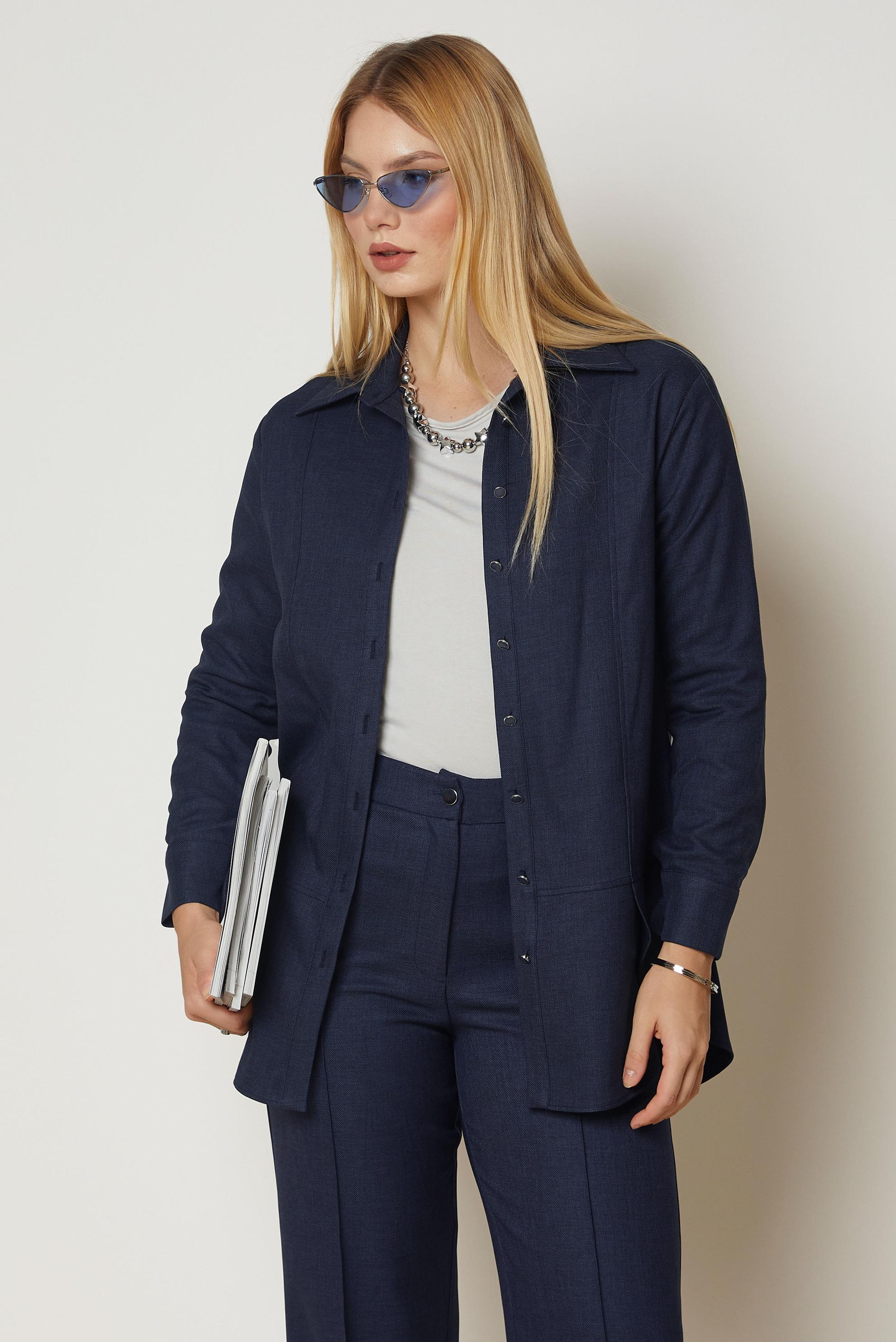 Hijab clothing NAVY BLUE SHIRT COLLAR PANTSUIT 47118