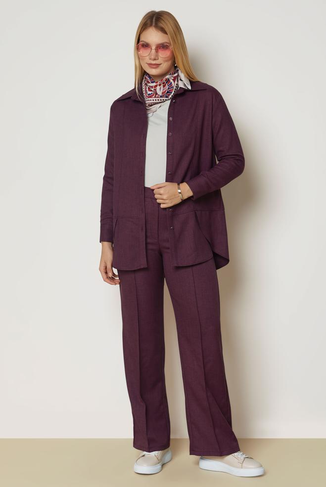 Hijab clothing DAMSON SHIRT COLLAR PANTSUIT 47118 - ALVİNA