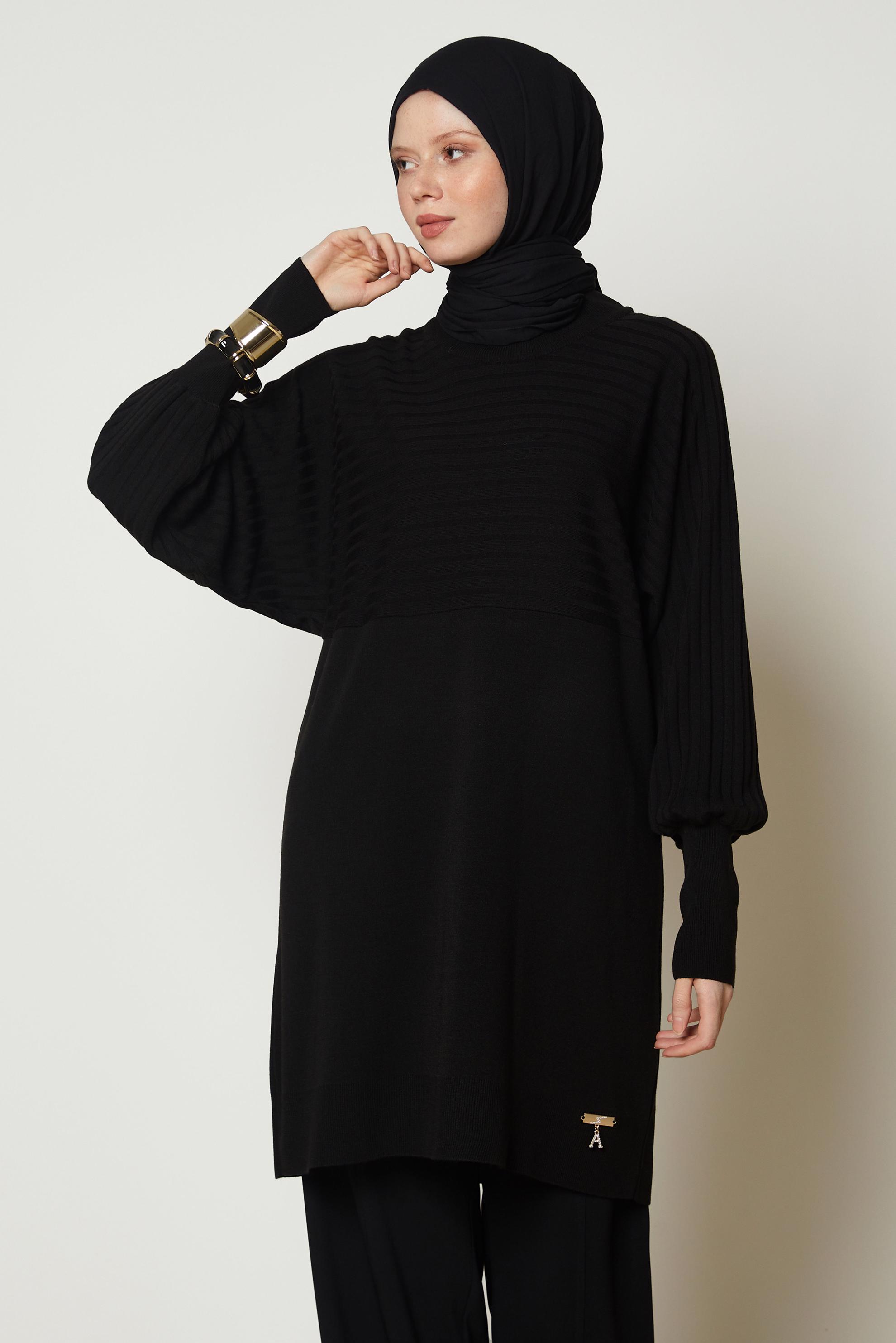 Hijab clothing BLACK KNITWEAR TUNIC 46864