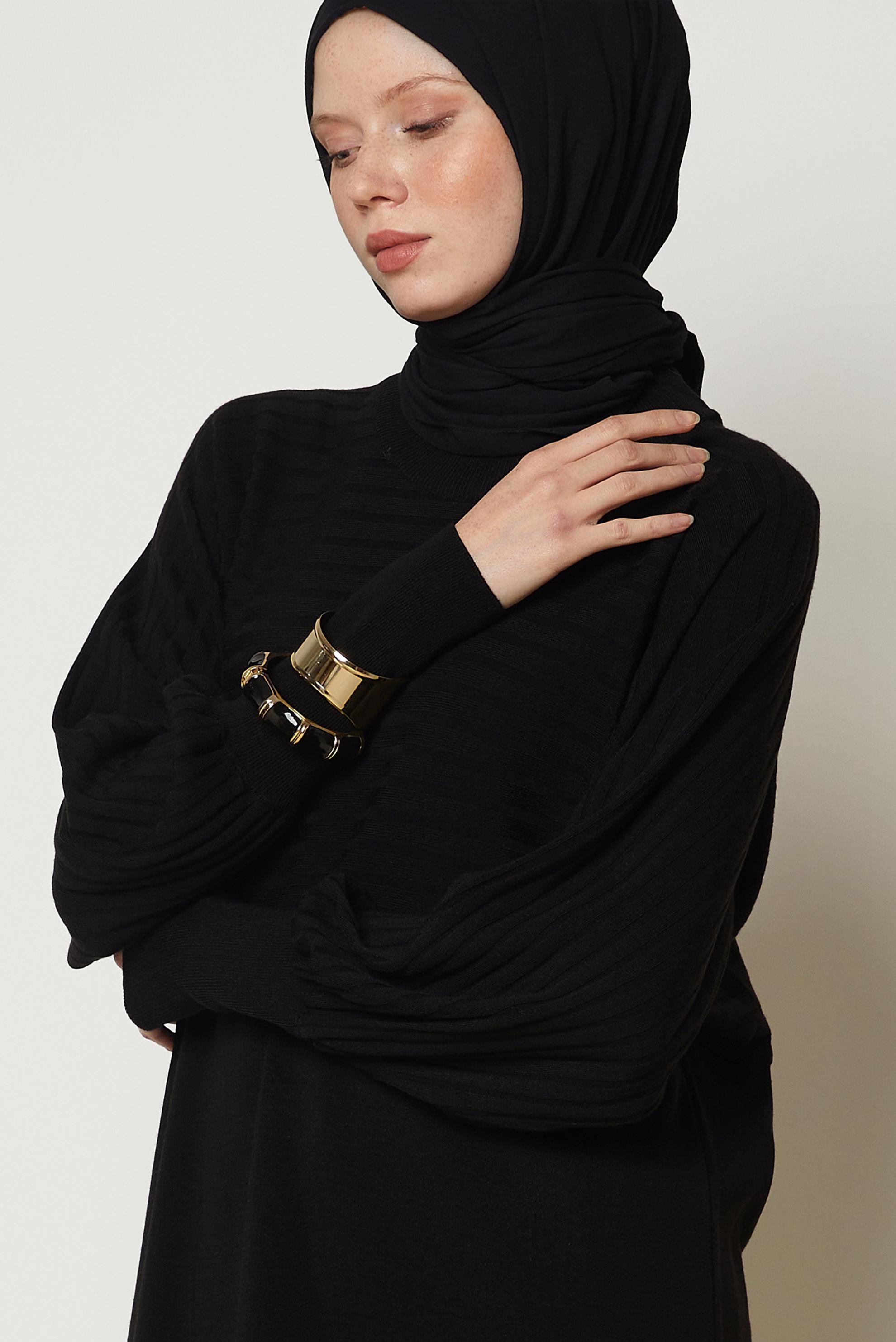 Hijab clothing BLACK KNITWEAR TUNIC 46864