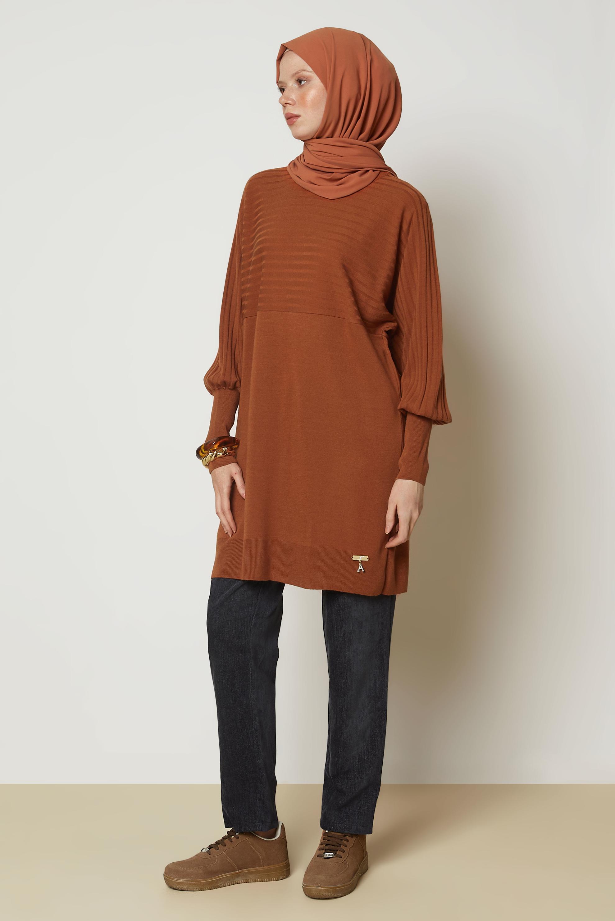 Hijab clothing BROWN KNITWEAR TUNIC 46864