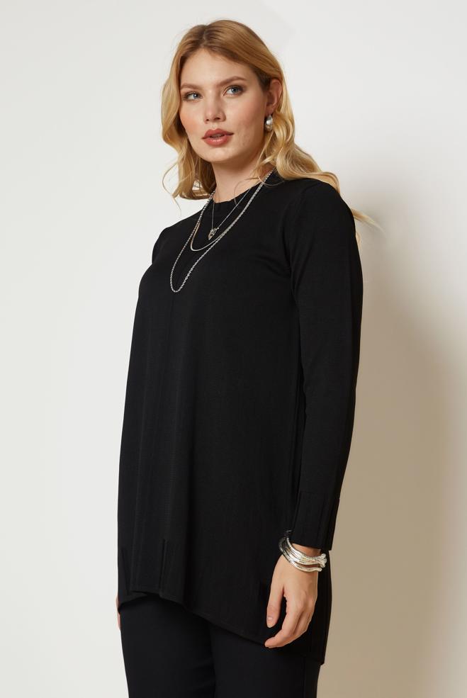 Vêtements hijab NOIR TUNIQUE EN MAILLE 46932 - ALVİNA